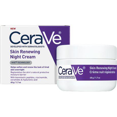 CeraVe Skin Renewing Night Cream with Hyaluronic Acid & Niacinamide, Fragrance Free 1.7 oz (48 g)
