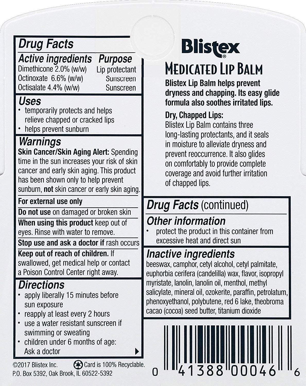 Blistex Medicated Lip Balm SPF 15, 0.15 Ounce (Pack of 3)