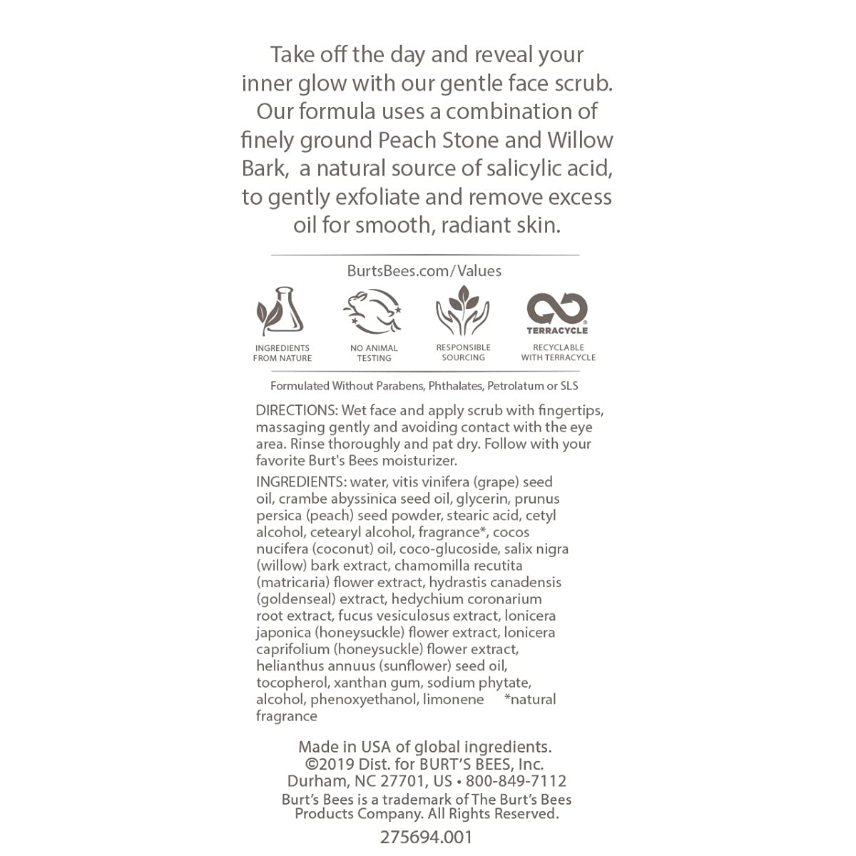 Burt's Bees Deep Pore Scrub with Peach and Willow Bark 4 Oz/113.3 g)