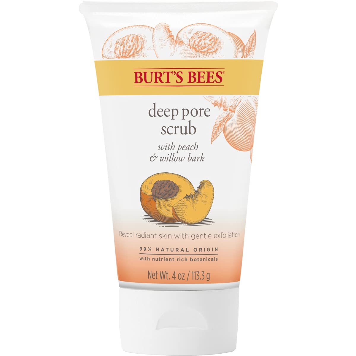 Burt's Bees Deep Pore Scrub with Peach and Willow Bark 4 Oz/113.3 g)