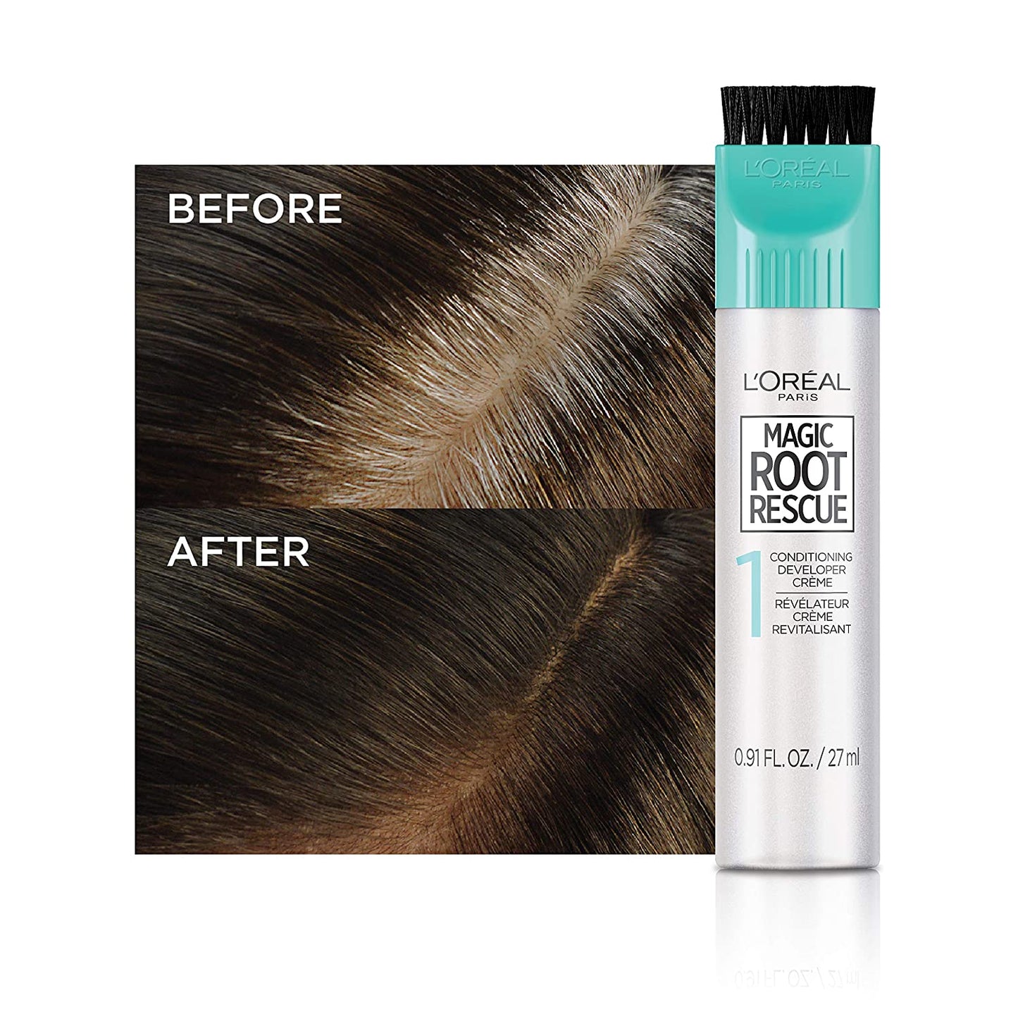 L'Oreal Paris Magic Root Rescue 10 Minute Root Permanent Hair Coloring Kit with Quick Precision Applicator, 100% Gray Coverage