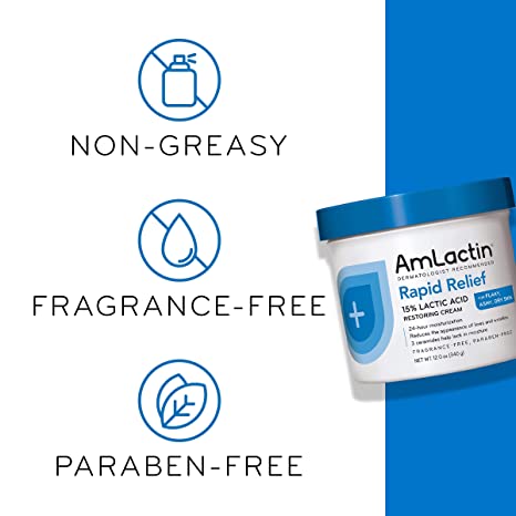 AmLactin Dermatologist Recommended Rapid Relief 15% Lactic Acid Restoring Cream 12 Oz (340g)