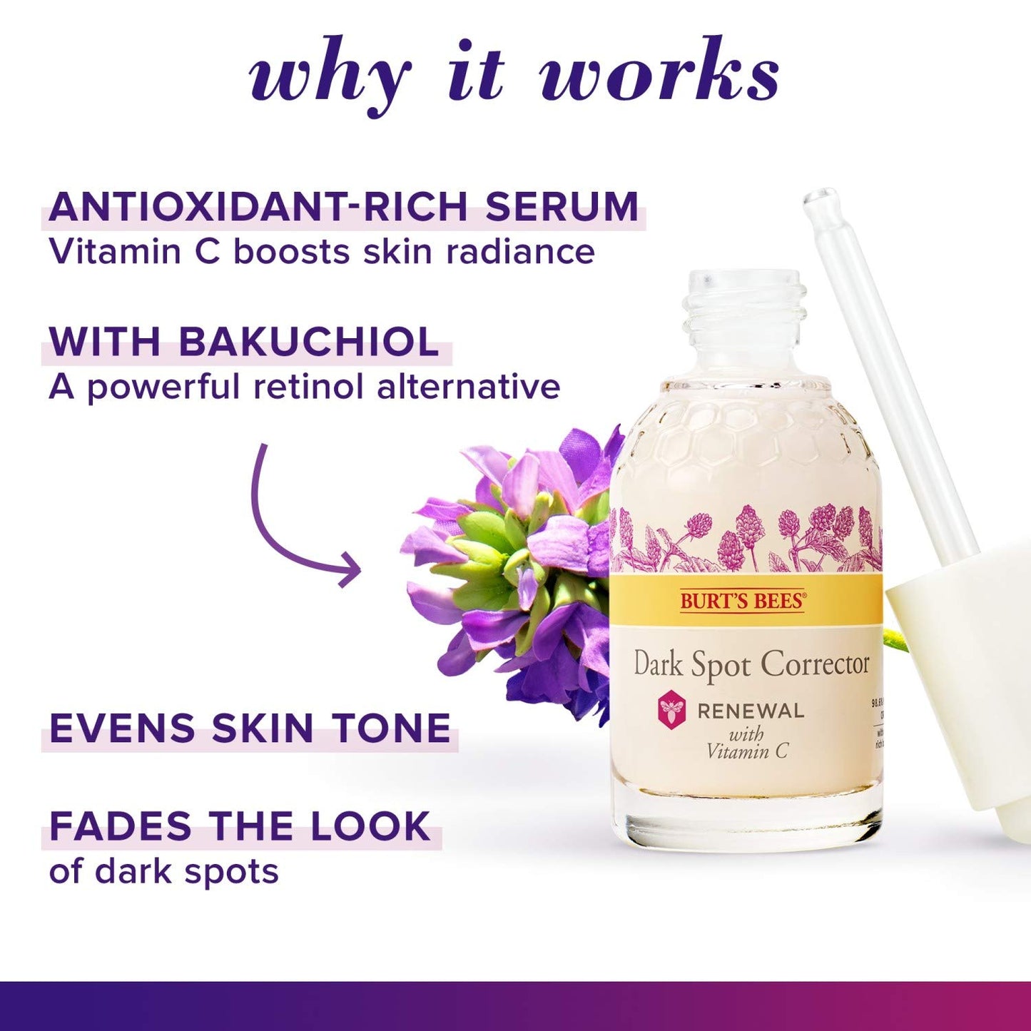 Burt's Bees Dark Spot Corrector Renewal w/ Vitamin C & Natural Retinol Alternative 29.5 mL, 1 Count
