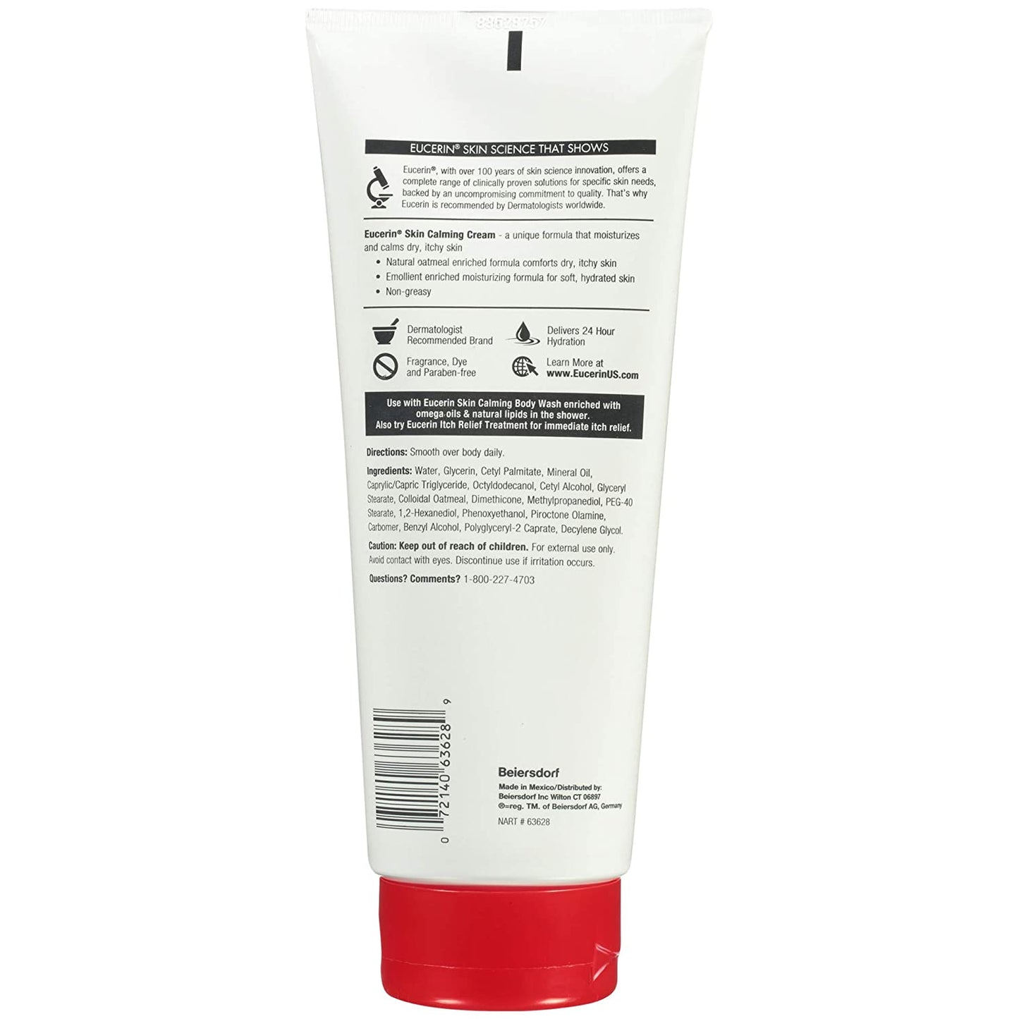Eucerin Skin Calming Itch Soothing Cream Natural Oatmeal Enriched 14 oz. / 396g
