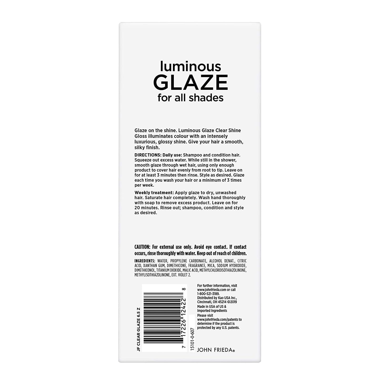 John Frieda Luminous Glaze Clear Shine Gloss, 6.5 oz, Anti-Fade, Color Enriching Gloss, Safe for Color Treated Hair