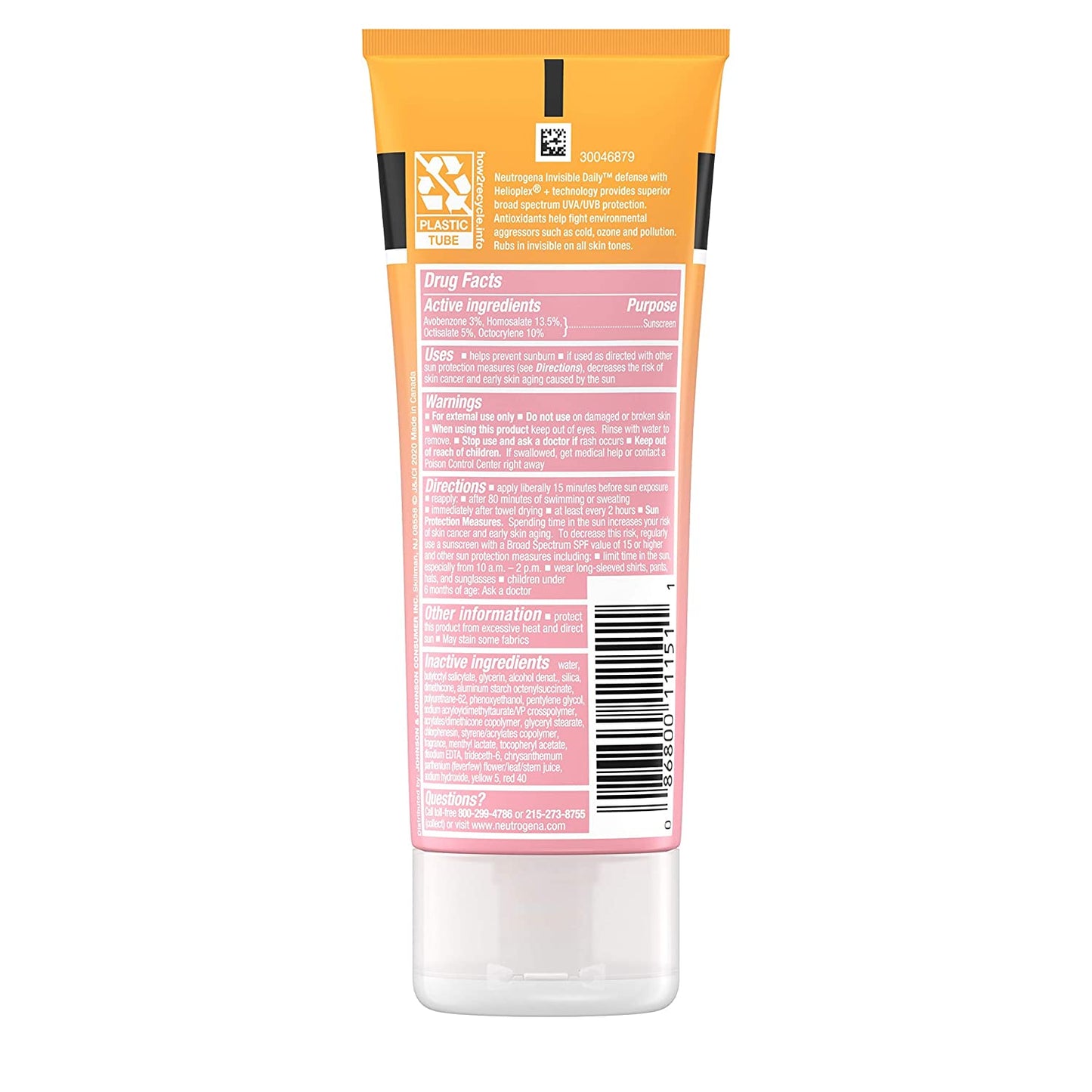 Neutrogena Invisible Daily Defense Sunscreen Lotion with Broad Spectrum SPF 60+, 3.0 fl.oz / 88ml