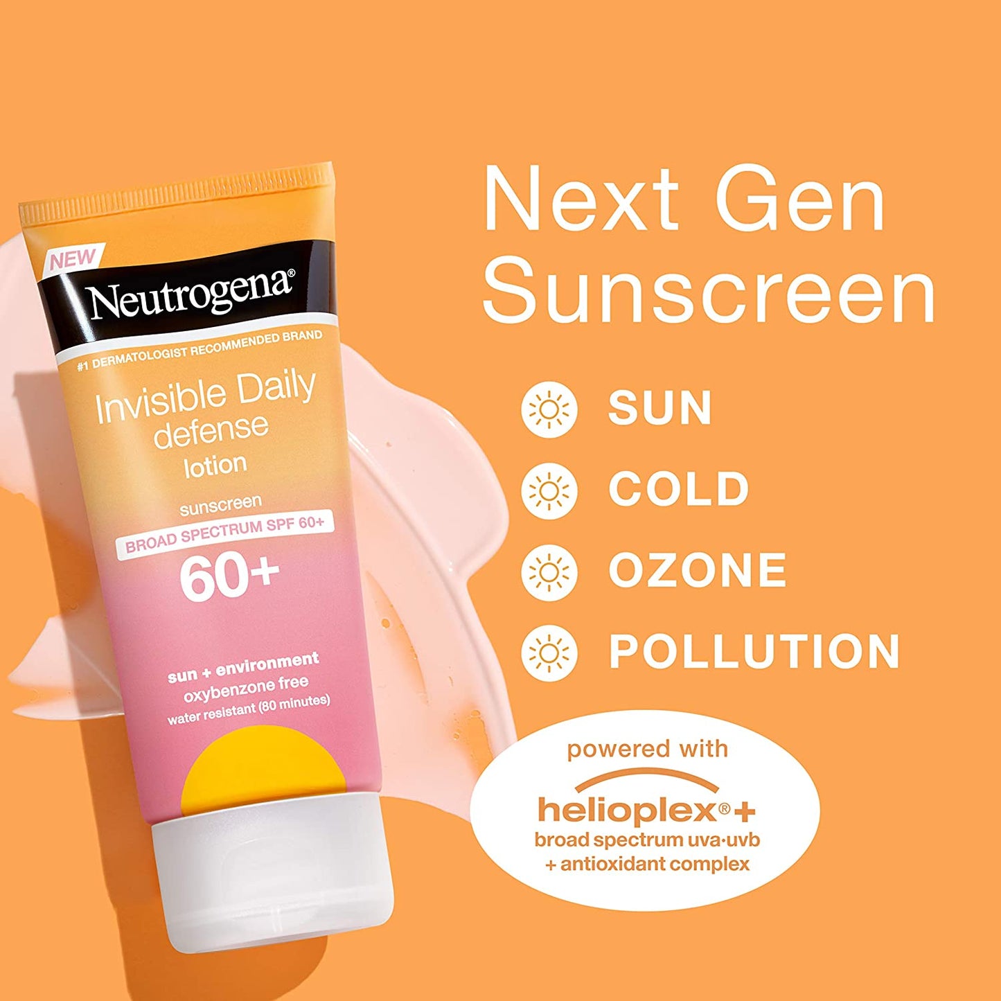 Neutrogena Invisible Daily Defense Sunscreen Lotion with Broad Spectrum SPF 60+, 3.0 fl.oz / 88ml