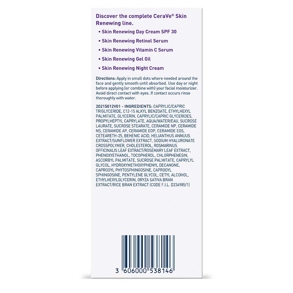 CeraVe Skin Renewing Gel Oil with Ceraplex, Fragrance Free, 1 fl oz / 29 ml