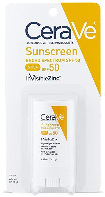 CeraVe Sunscreen Stick SPF 50, Invisible Zinc 0.47 oz NO BOX