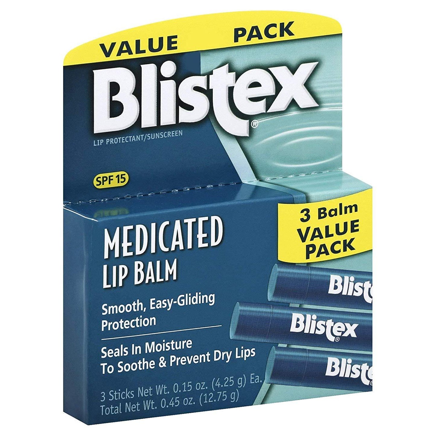 Blistex Medicated Lip Balm SPF 15, 0.15 Ounce (Pack of 3)