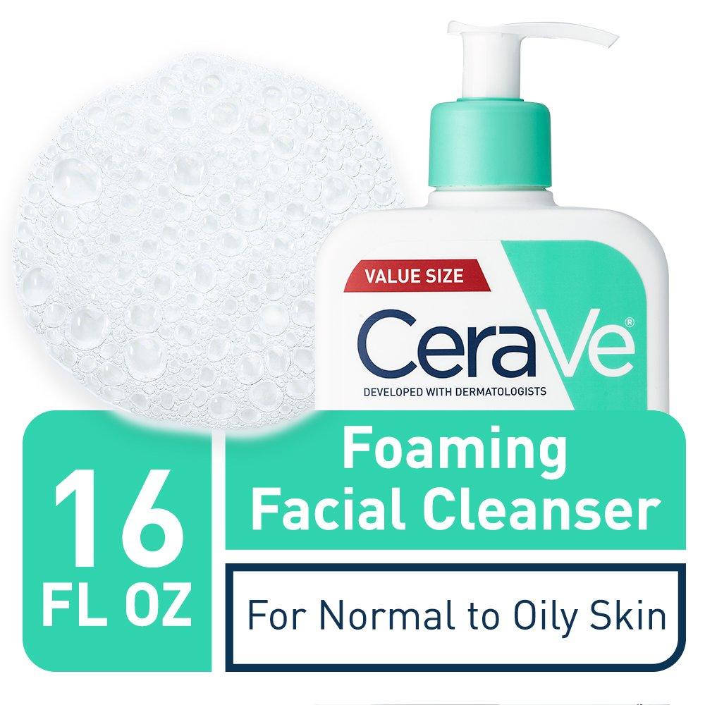 CeraVe Foaming Facial Cleanser Daily Face Wash for Oily Skin, Fragrance Free, 16 oz.