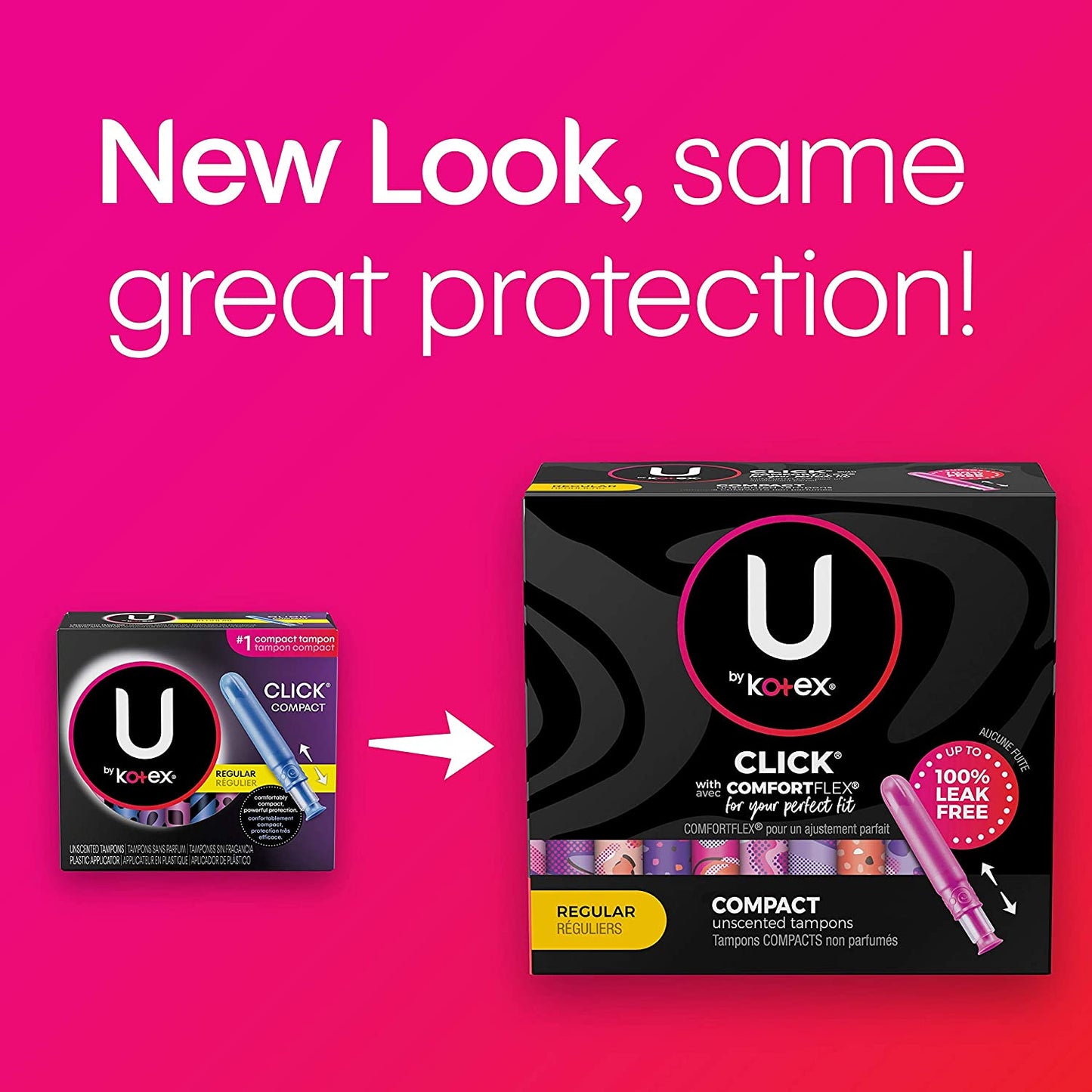 Kotex U Click Compact Unscented Tampons, Regular Absorbency, 45 Count