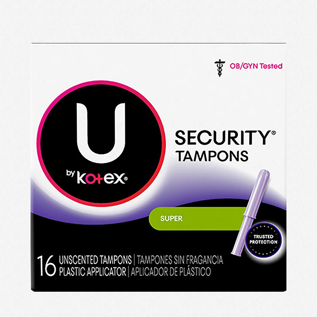 U by Kotex Security Unscented Tampons Plastic Applicator 16 Count