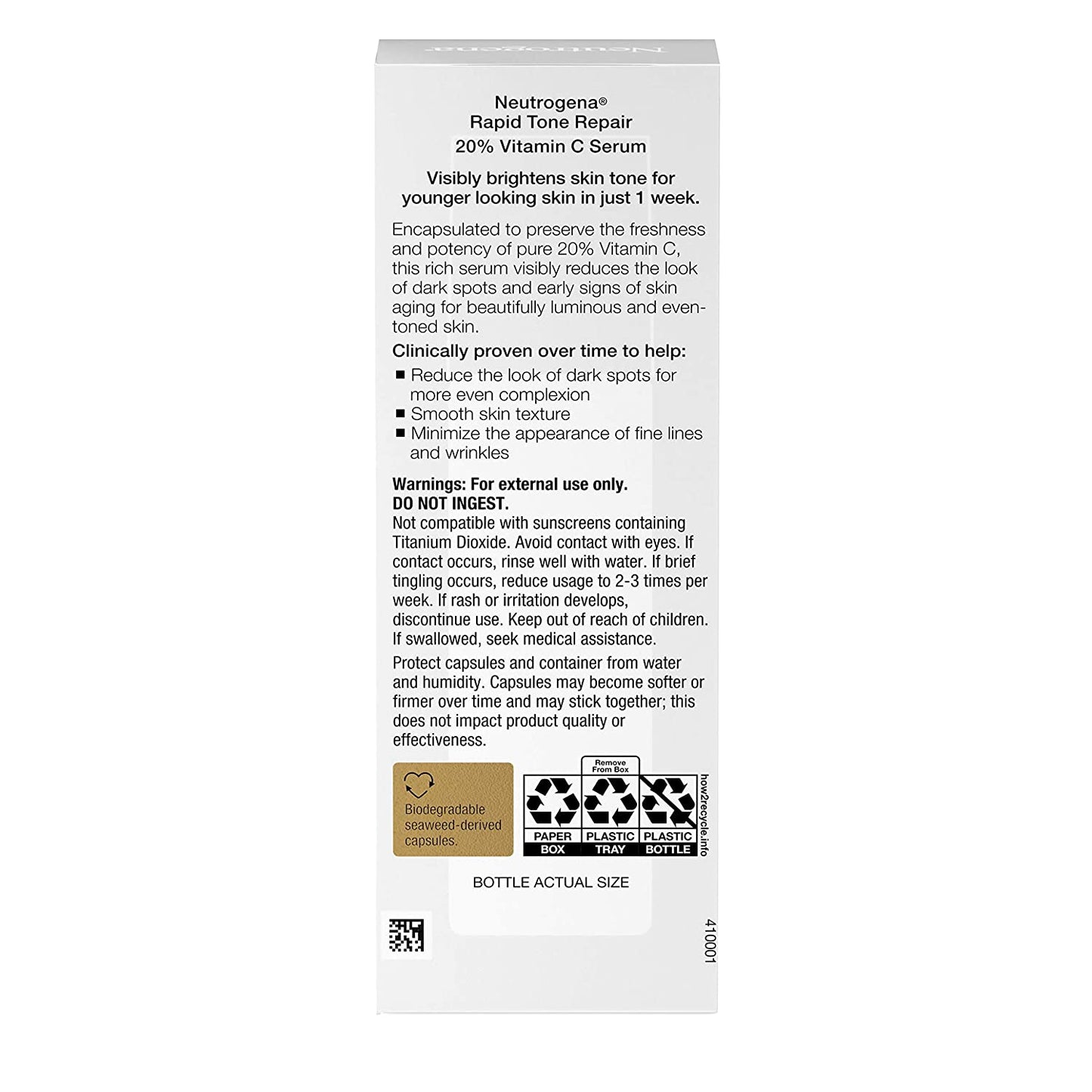 Neutrogena Rapid Tone Repair Brightening 20% Vitamin C Serum, 30 Serum Capsules