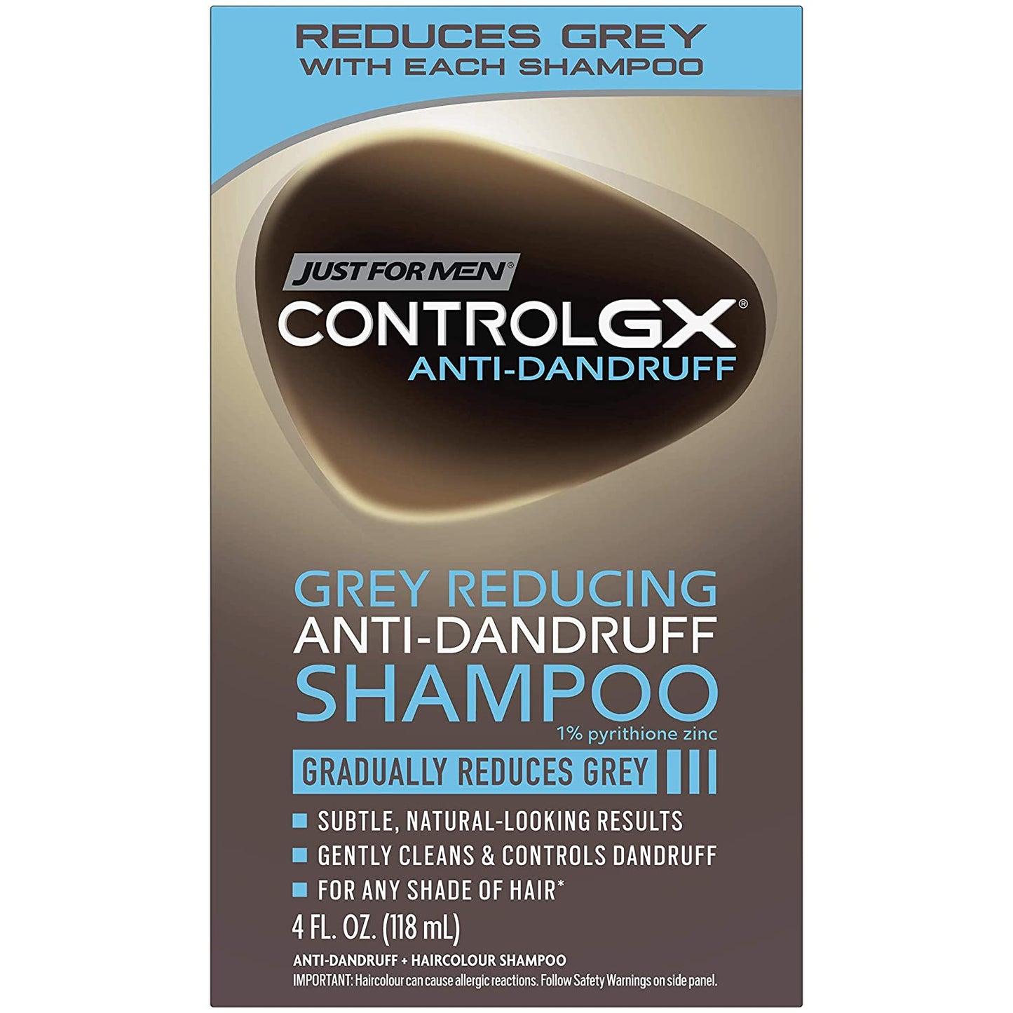 Just For Men Control GX Grey Reducing Anti-Dandruff Shampoo, Gradually Colors Hair, 4 fl oz