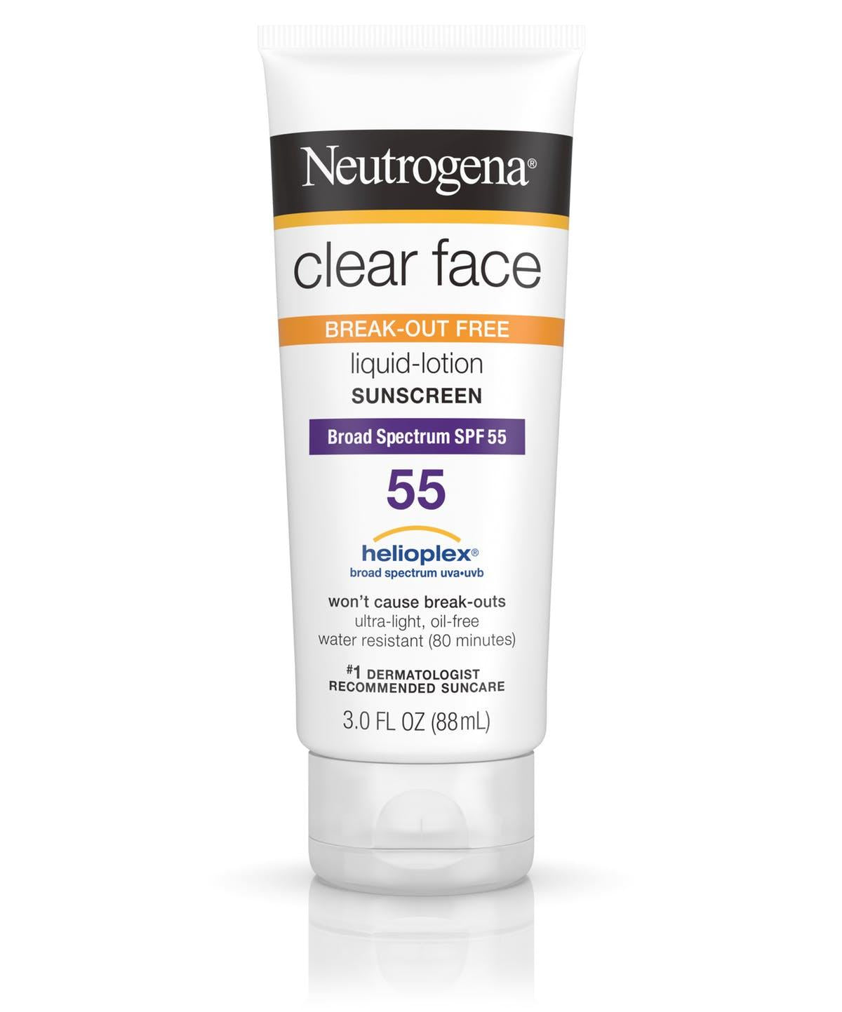 Neutrogena Clear Face Liquid Lotion Sunscreen, Broad Spectrum Spf 55 - 88 ml