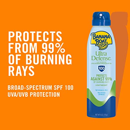 Banana Boat Ultra Defense Clear Sunscreen Spray SPF100 6 Oz (170 g)