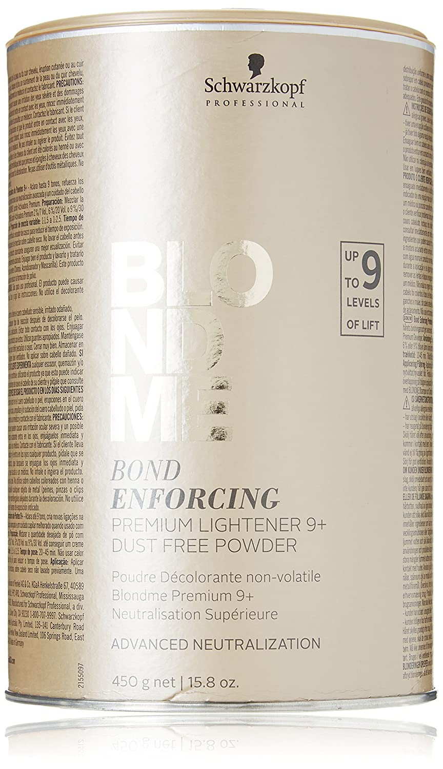 Schwarzkopf Professional BLONDME Bond Enforcing Premium Lightener 9+ Dust Free Powder, 15.8 oz. / 450g