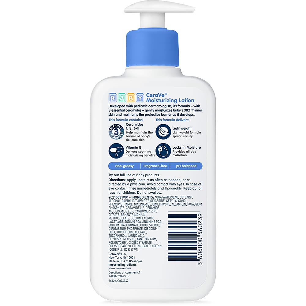 CeraVe Baby Moisturizing Lotion with 3 Essential Ceramides & Vitamin E, 8 fl.oz / 237ml