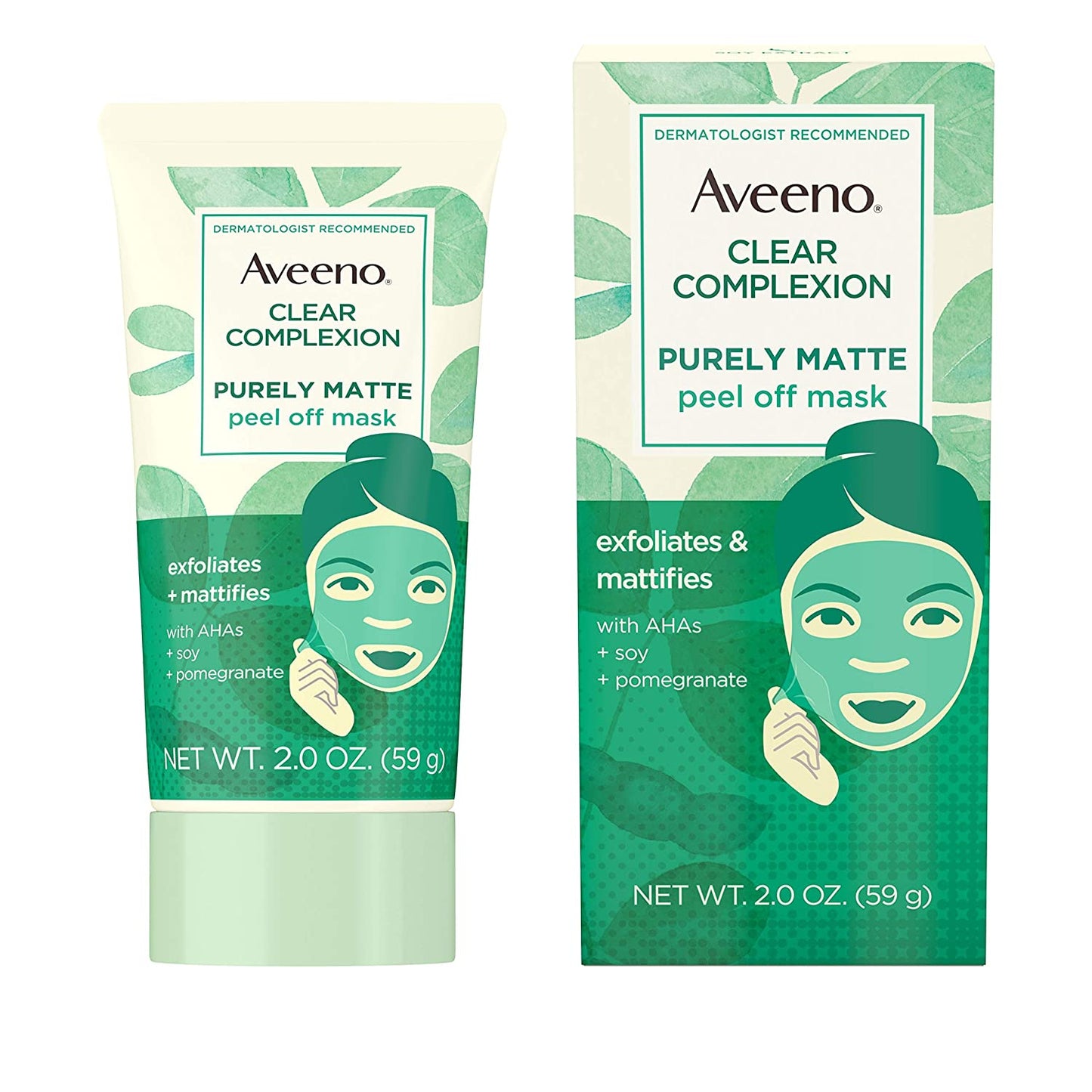 Aveeno Clear Complexion Purely Matte Peel Off Face Mask with AHA's + Soy & Pomegranate, 2.0 oz. / 59g