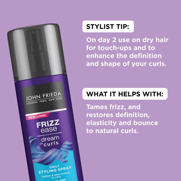 John Frieda Frizz Ease Dream Curls Daily Styling Spray with Rosehip Oil for Wavy & Curly Hair, 6.7 fl.oz / 200ml