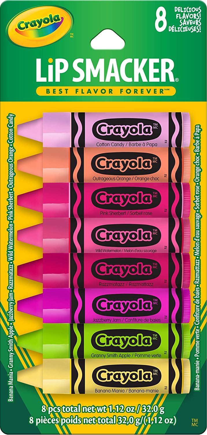 Lip Smacker Crayola Lip Balm Party, Pack of 8 Delicious Flavors