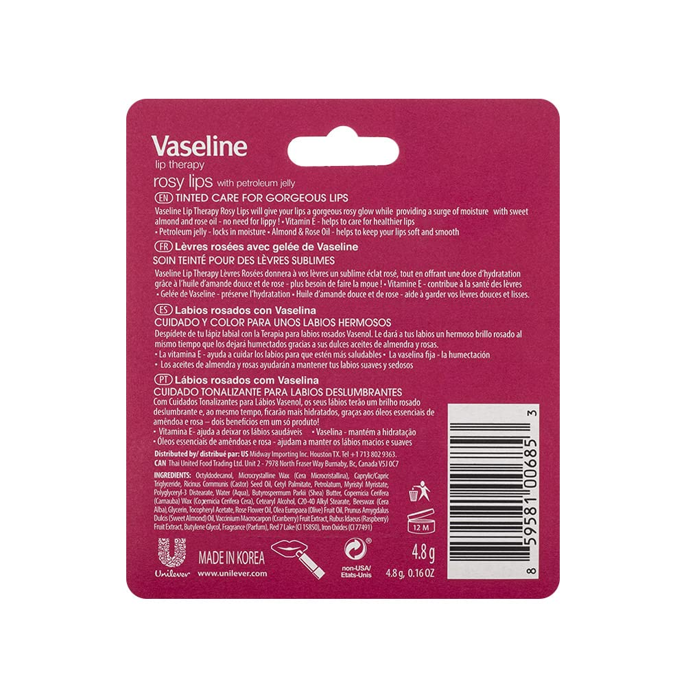 Vaseline Lip Therapy With Petroleum Rosy Lips 4.8 g (0.16 oz)
