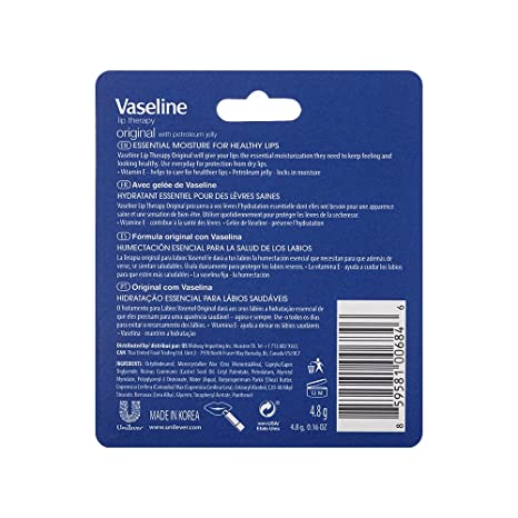 Vaseline Lip Theraphy With Petroleum Jelly Original 4.8 g (0.16 oz) NO BOX