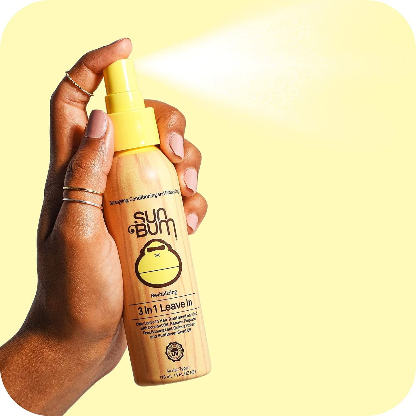 Sun Bum Revitalizing 3-In-1 Leave-In Conditioner Spray for All Hair Types, 4 fl.oz / 118ml