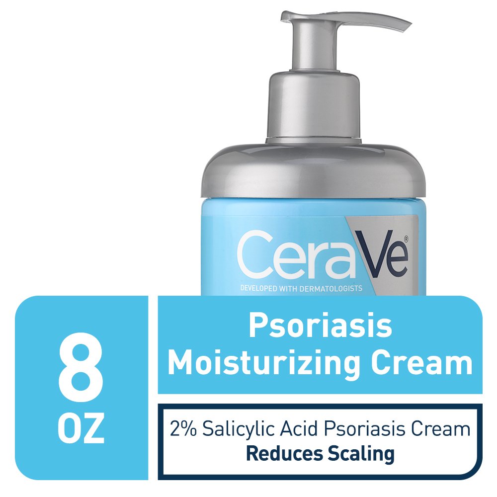 CeraVe Moisturizing Cream for Psoriasis Treatment, 8 oz 227 g Salicylic Acid & Urea for Dry Skin Itch Relief, Fragrance Free