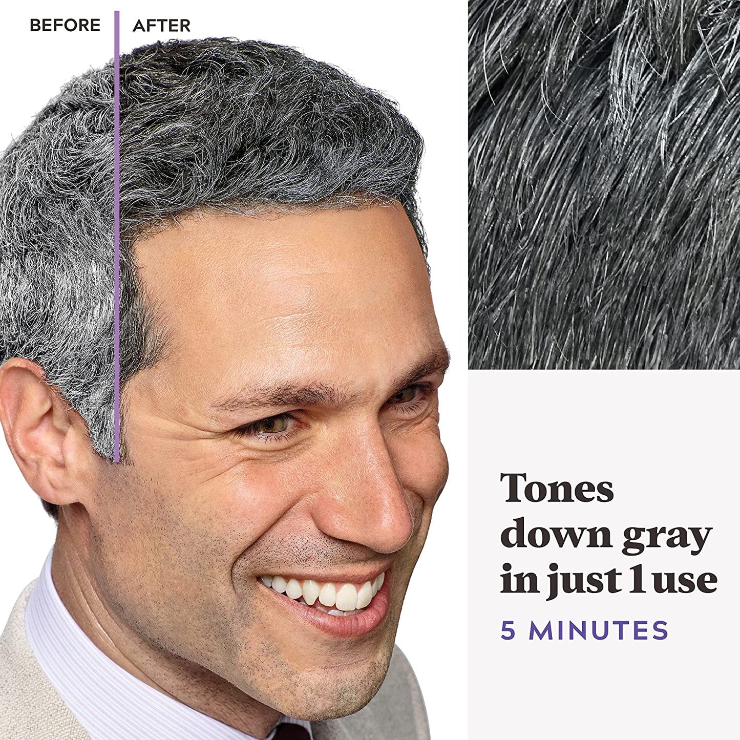 Just For Men Touch of Gray Hair Color Kit (T-55) Black with Comb Applicator, Great for a Salt and Pepper Look