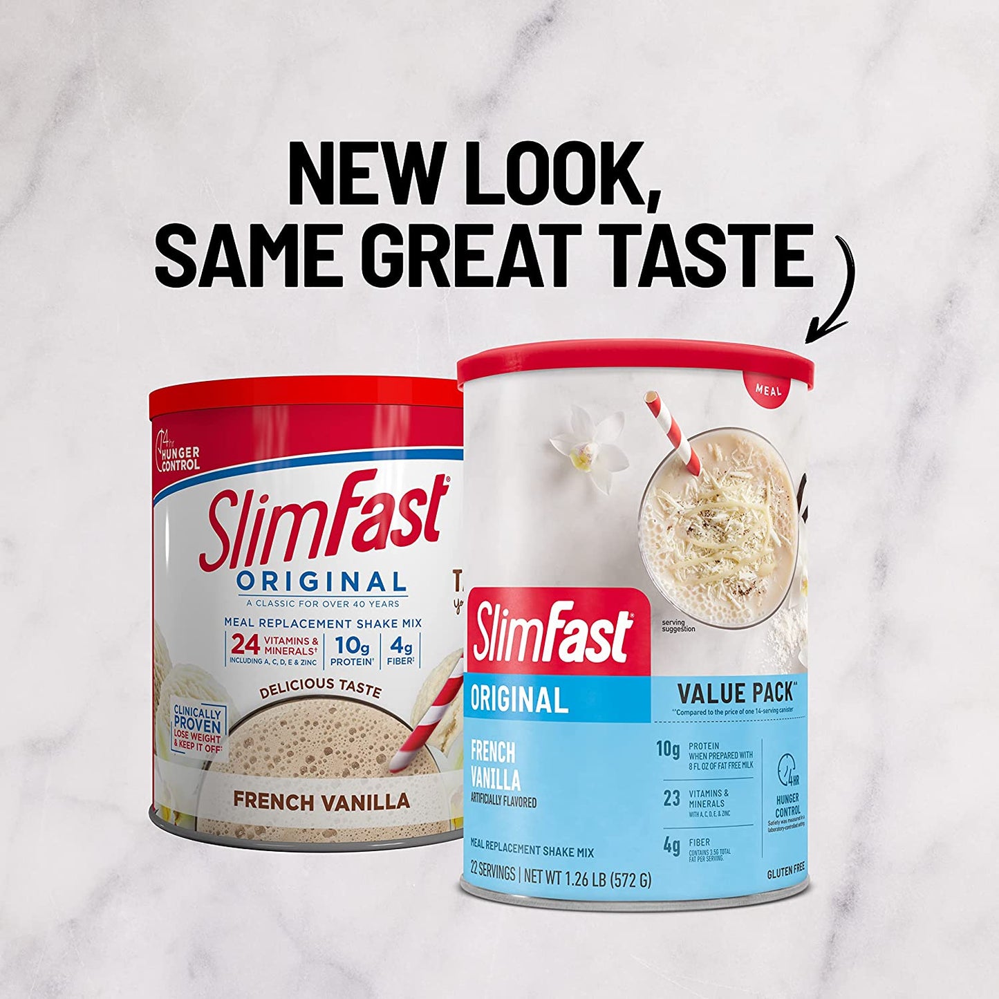 SlimFast Original Well Replacement Shake Mix French Vanilla 1.26 lb | 572g (Packaging May Vary)