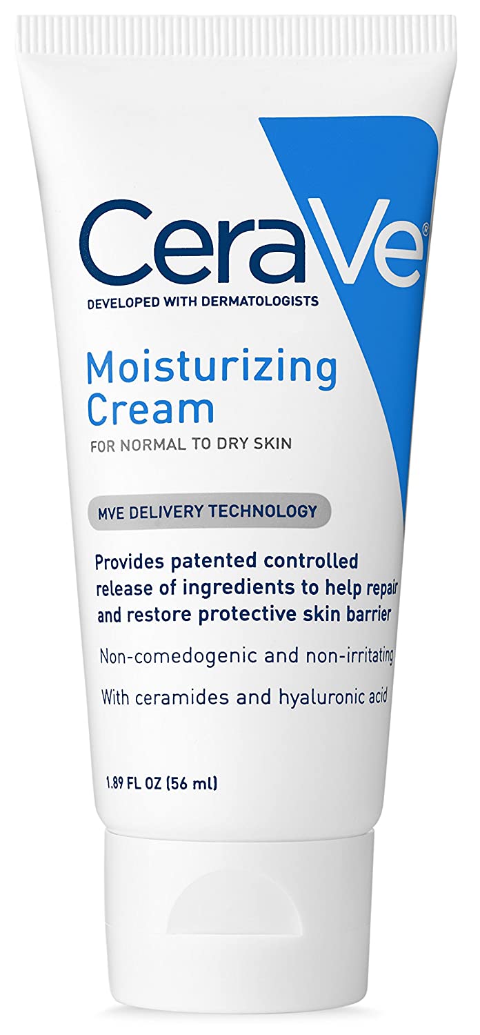 CeraVe Moisturizing Cream, Travel Size, Face and Body Moisturizer for Normal to Dry Skin (56 mL) Packaging may Vary