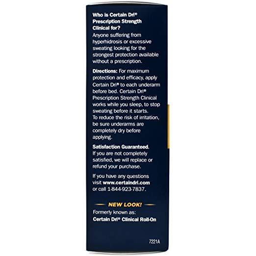 Certain DRI Prescription Strength Clinical, Roll-On Anti-Perspirant NO BOX