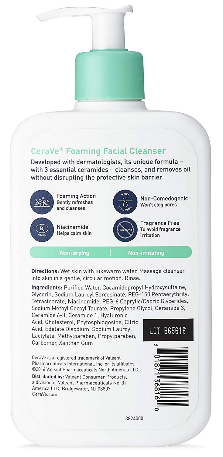CeraVe Foaming Facial Cleanser Daily Face Wash for Oily Skin, Fragrance Free, 16 oz.
