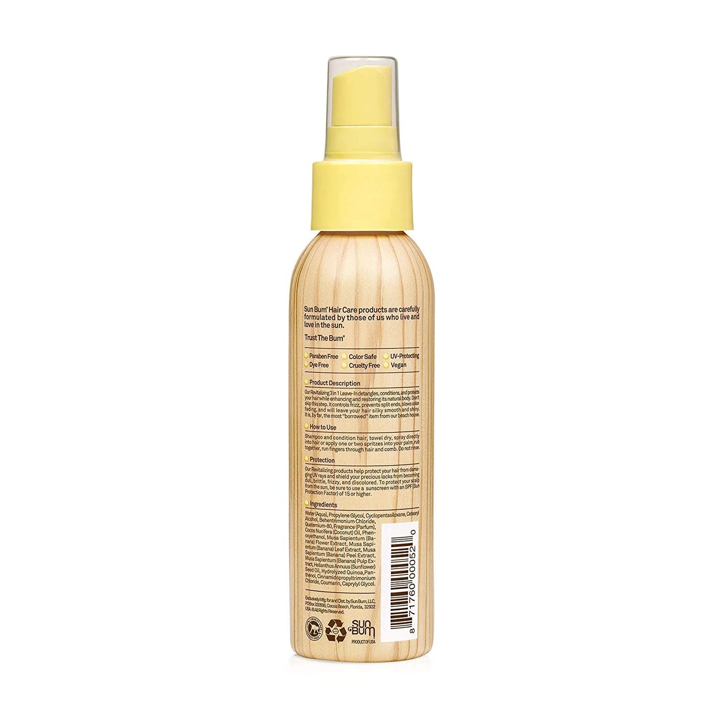 Sun Bum Revitalizing 3-In-1 Leave-In Conditioner Spray for All Hair Types, 4 fl.oz / 118ml