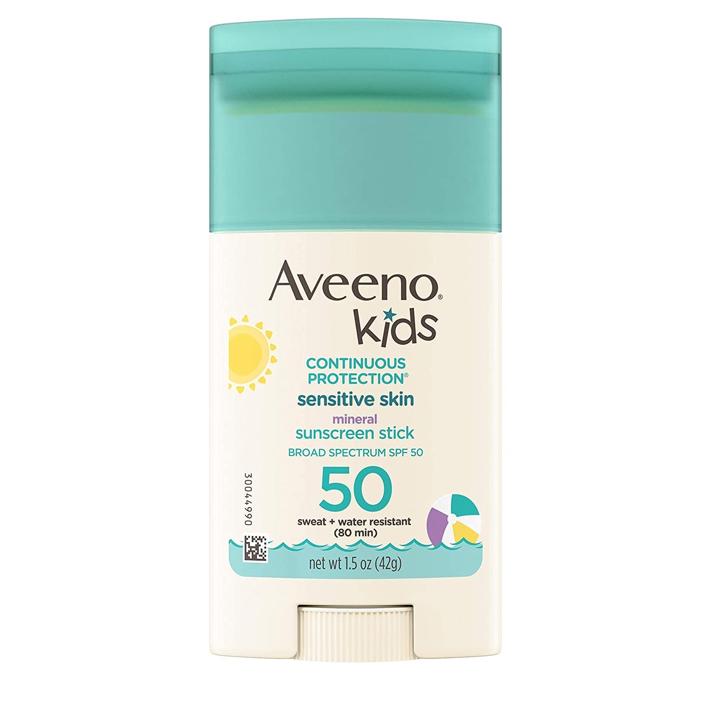 Aveeno Kids Continuous Protection Sensitive Skin Mineral Sunscreen Stick with Broad Spectrum SPF 50, 1.5 oz. / 42g