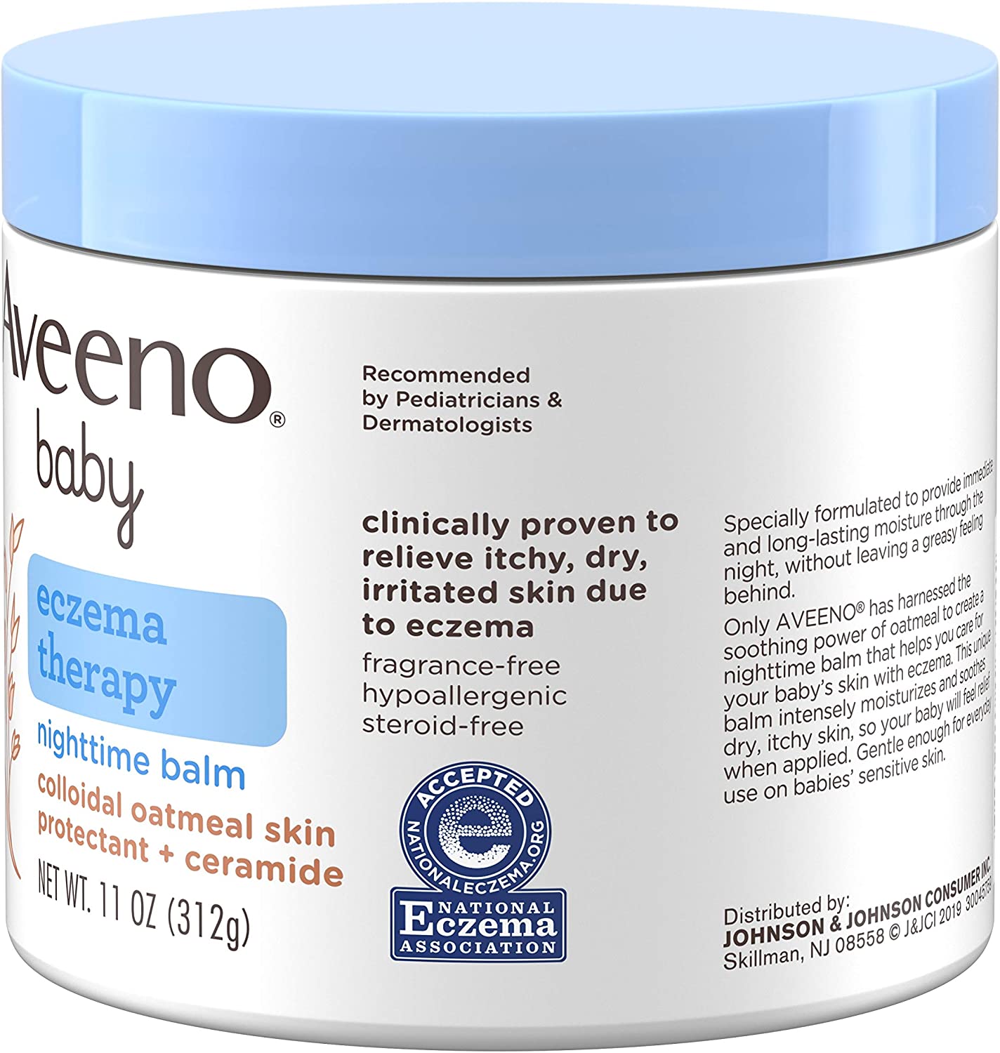 Aveeno Baby Eczema Therapy Nighttime Moisturizing Body Balm with Colloidal Oatmeal & Ceramide, 11 oz. / 312 g
