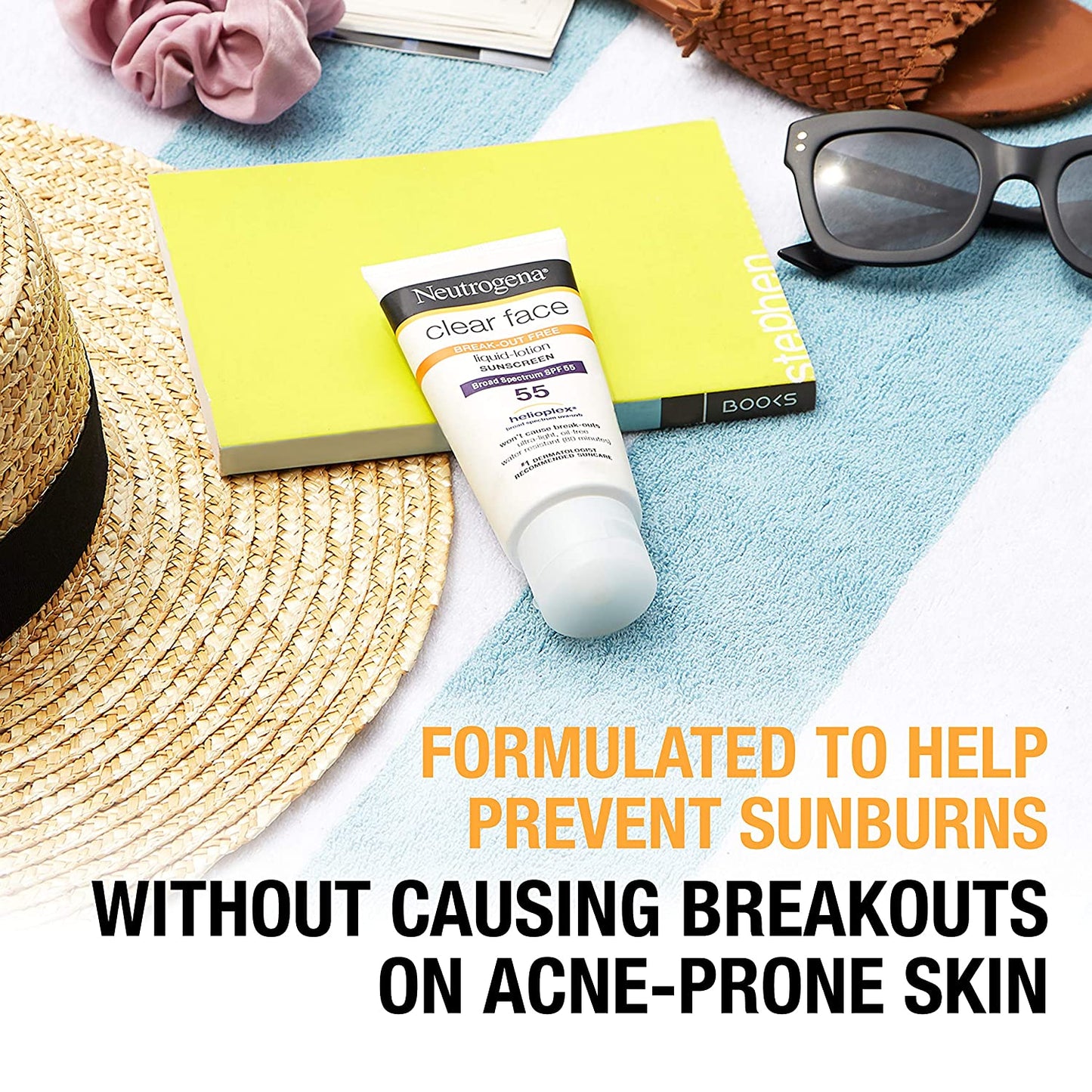 Neutrogena Clear Face Liquid Sunscreen for Acne-Prone Skin, Broad Spectrum SPF 30, 3 fl oz