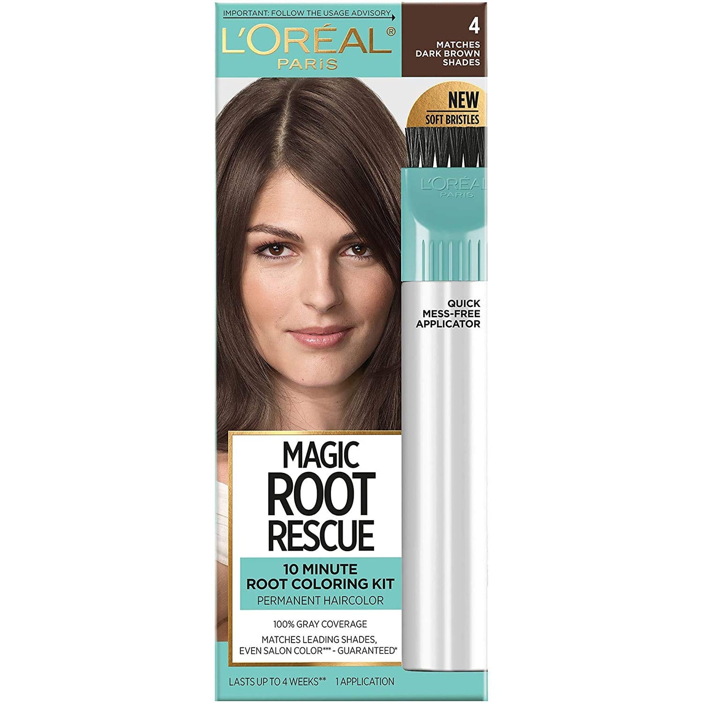 L'Oreal Paris Magic Root Rescue 10 Minute Root Permanent Hair Coloring Kit with Quick Precision Applicator, 100% Gray Coverage