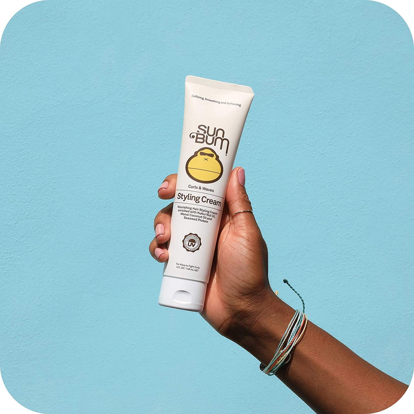 Sun Bum Curls & Waves Styling Cream Defining, Smoothing & Softening for Wavy to Tight Curls, 5 fl.oz / 148ml