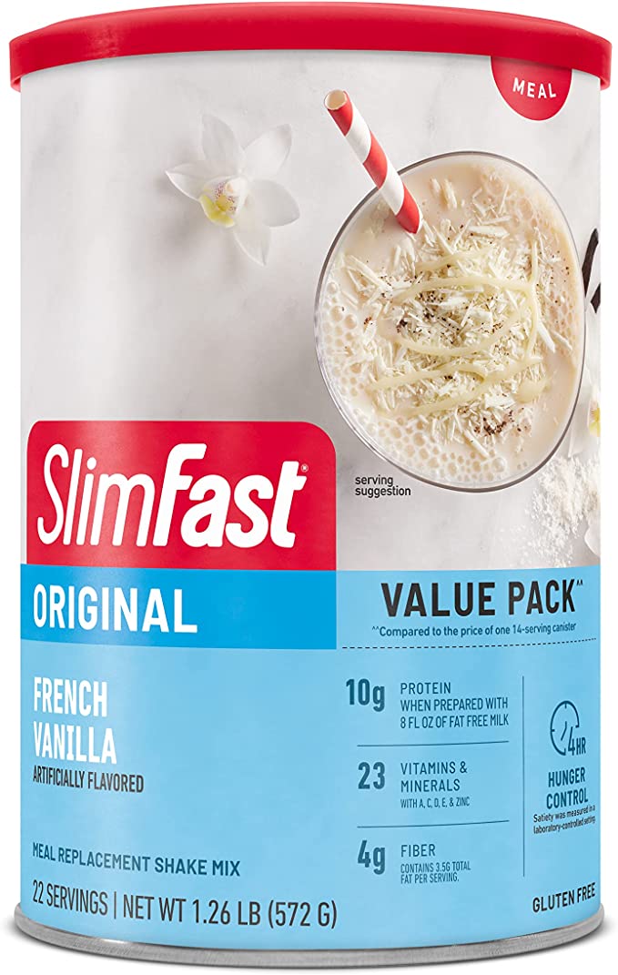 SlimFast Original Well Replacement Shake Mix French Vanilla 1.26 lb | 572g (Packaging May Vary)