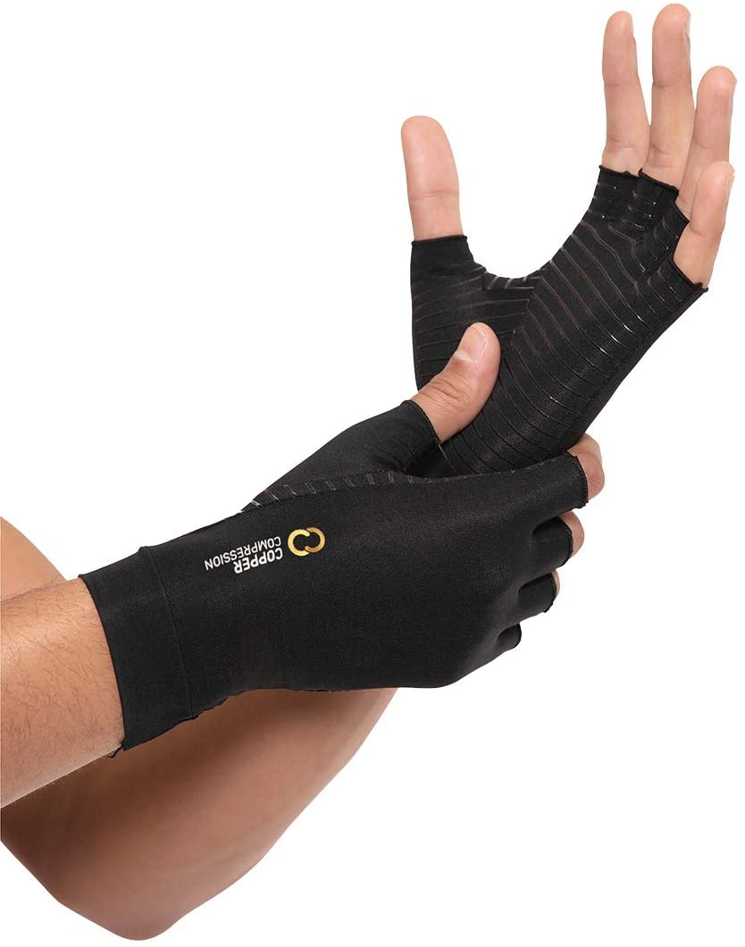 Copper Compression Hand Relief Arthritis Gloves, Non-Slip Grip (Medium)