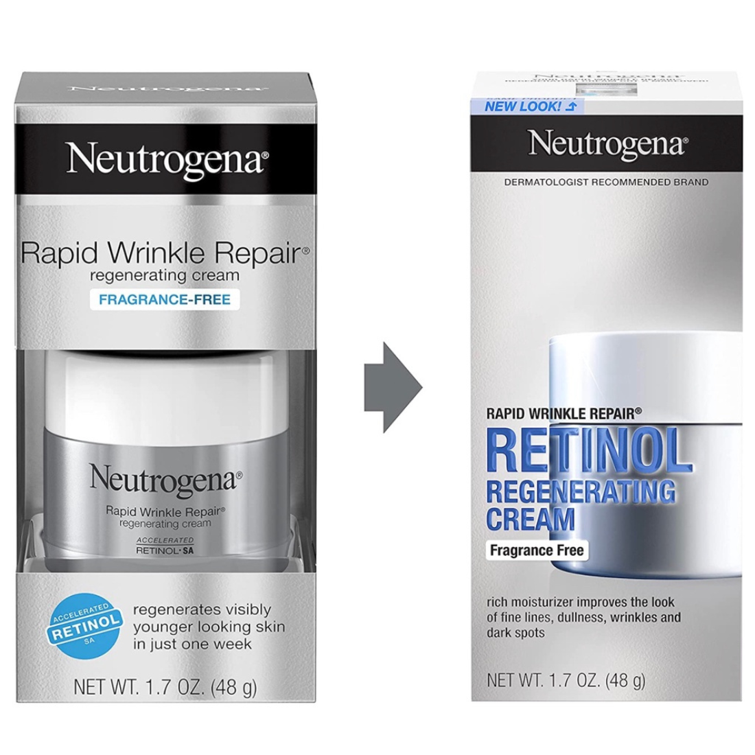 Neutrogena Rapid Wrinkle Repair Regenerating Cream with Retinol SA, Fragrance-Free 1.7 oz. / 48 g
