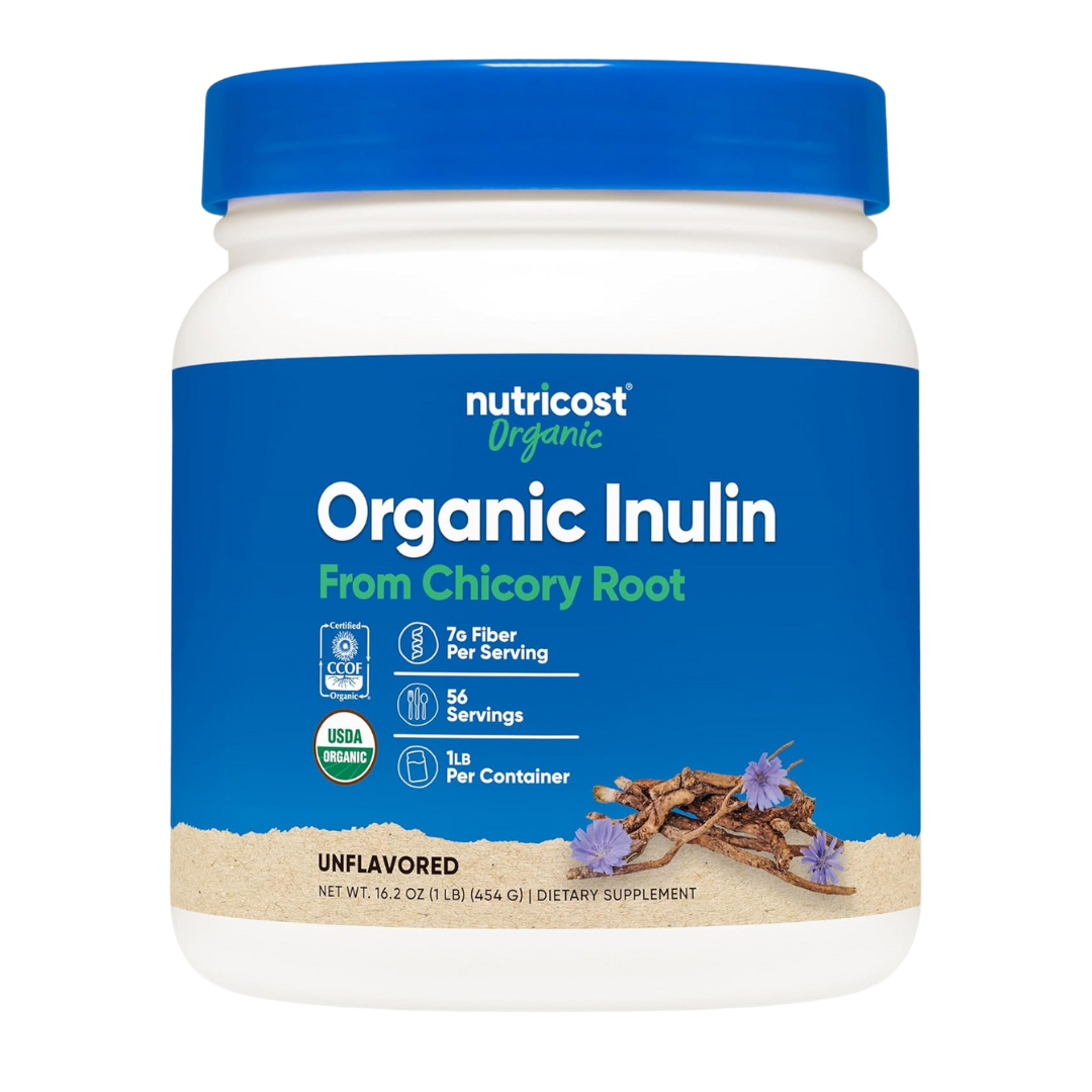 Nutricost Organic Inulin From Chicory Root Unflavored Powder Supplement 16.2oz / 454g