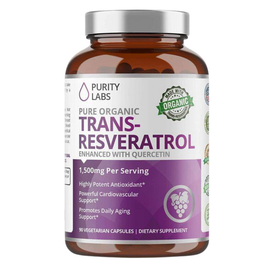 Purity Labs Pure Organic Trans-Resveratrol 1500mg Supplement 90 Vegetarian Capsules