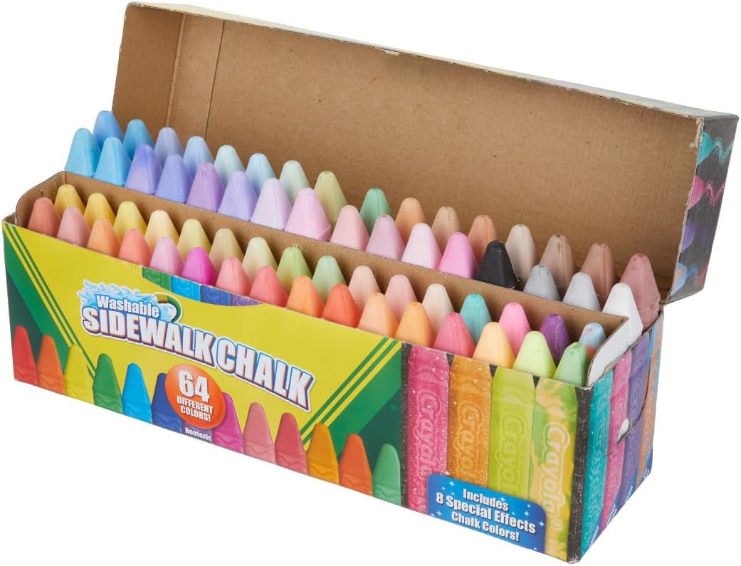 Crayola Washable Sidewalk Chalk 64 Different Colors (Includes 8 Special Effects Chalk Colors)