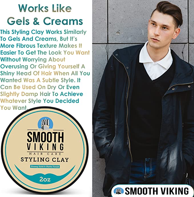 Smooth Viking Hair Care Styling Clay Strong Hold & Matte Finish 2oz