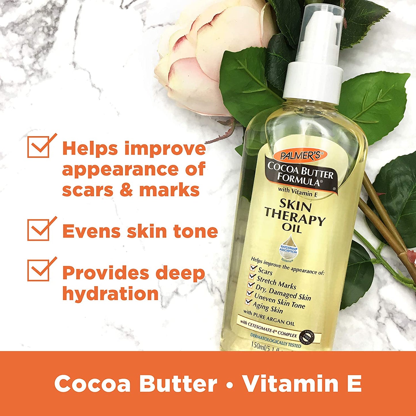 Palmer's Cocoa Butter Formula with Vitamin E & Pure Argan Oil Skin Therapy Moisturizing Body Oil, 5.1 fl.oz / 150 ml