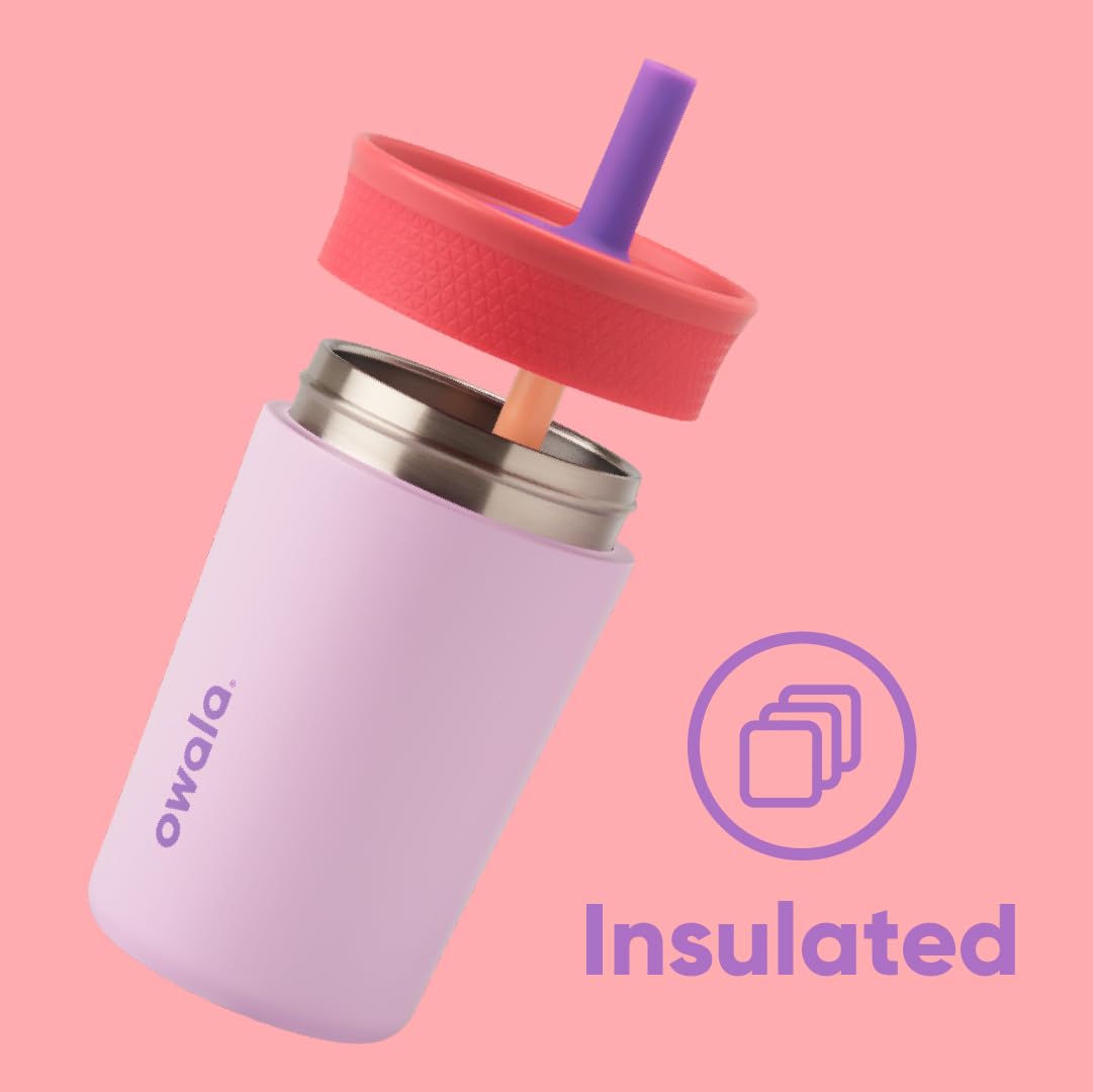 Owala Kids Insulation Stainless Steel Tumbler with Flexible Straw, 12 Oz